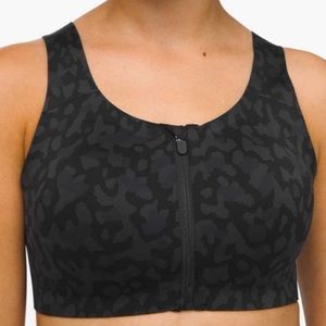 Lululemon high support enlite sports bra in black/gray leopard print